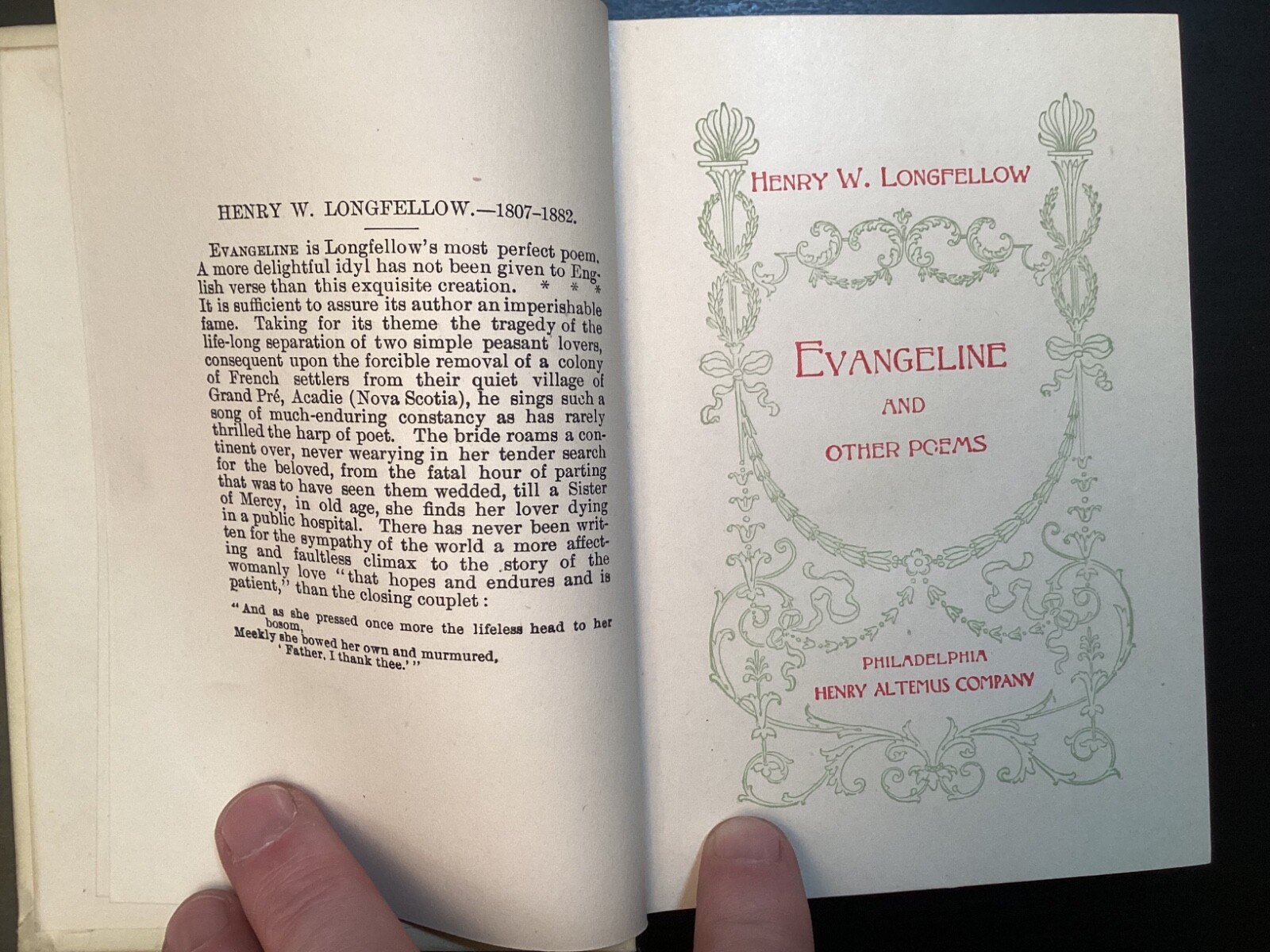 Evangeline A Tale of Acadie by Henry W. Longfellow Henry Altemus Company
