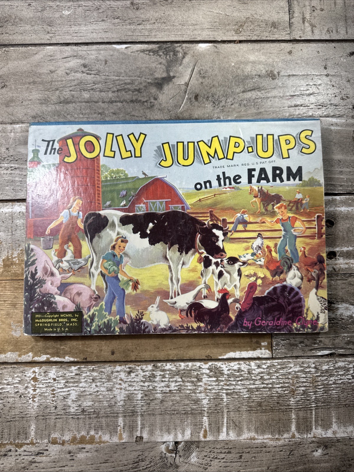 1940 Antique Children’s Pop-Up Book “Jolly Jump-Ups on the Farm” McLoughlin Bros