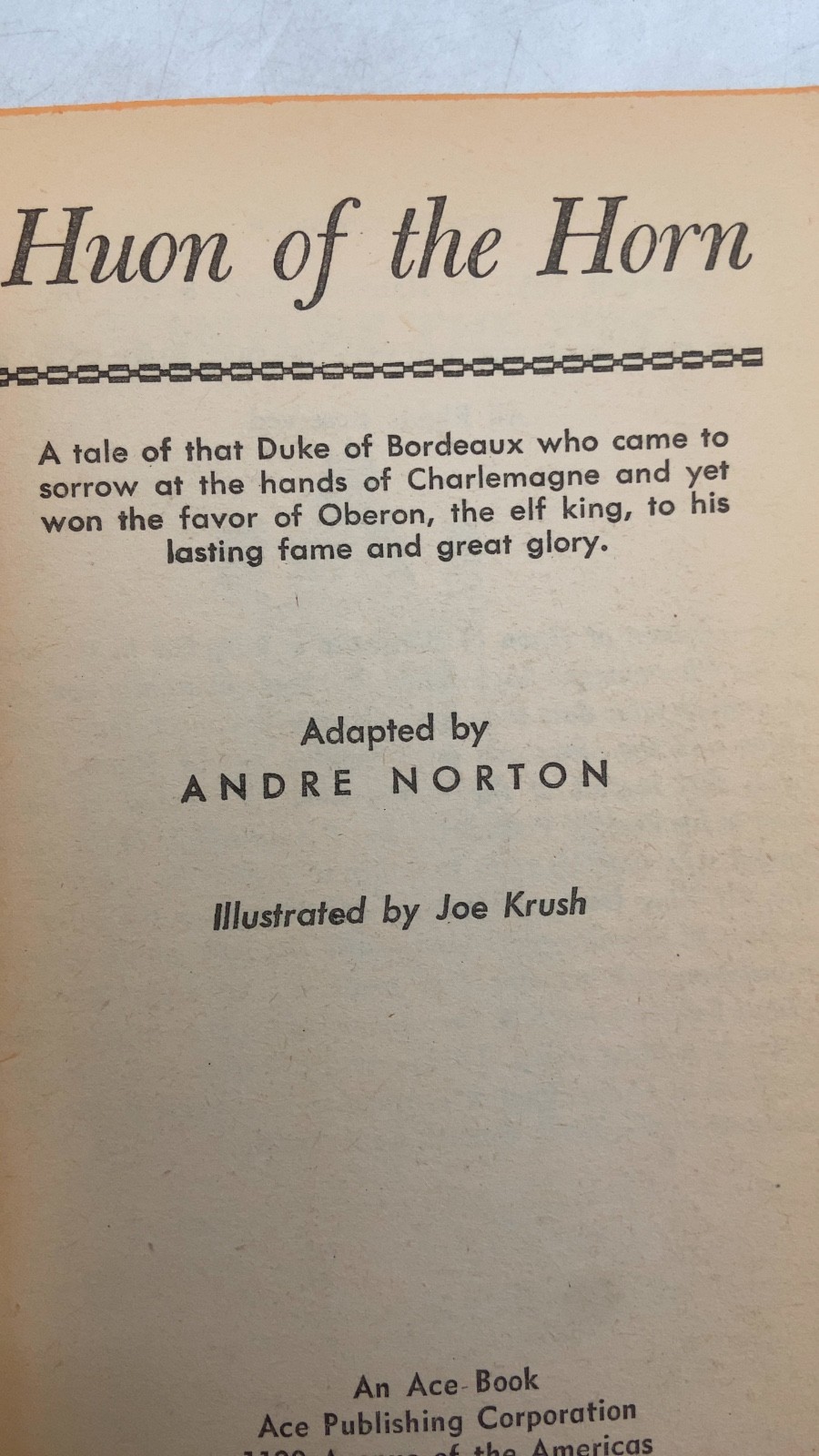 Huon of the Horn Andre Norton Hardcover 1951