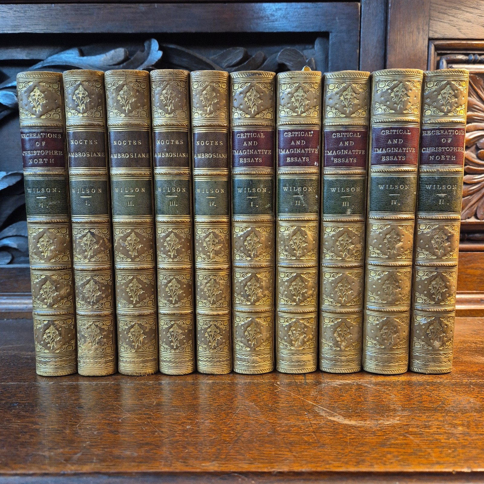 1864 The Works of Professor John Wilson Blackwoods 10 vols Leather binding