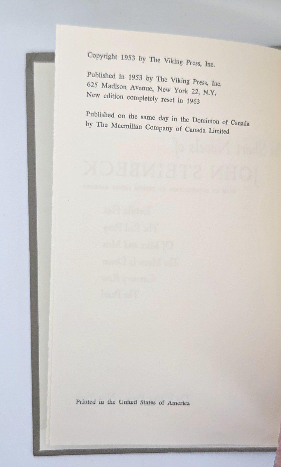 Steinbeck Short Novels Hardcover Viking Press Classic Collection