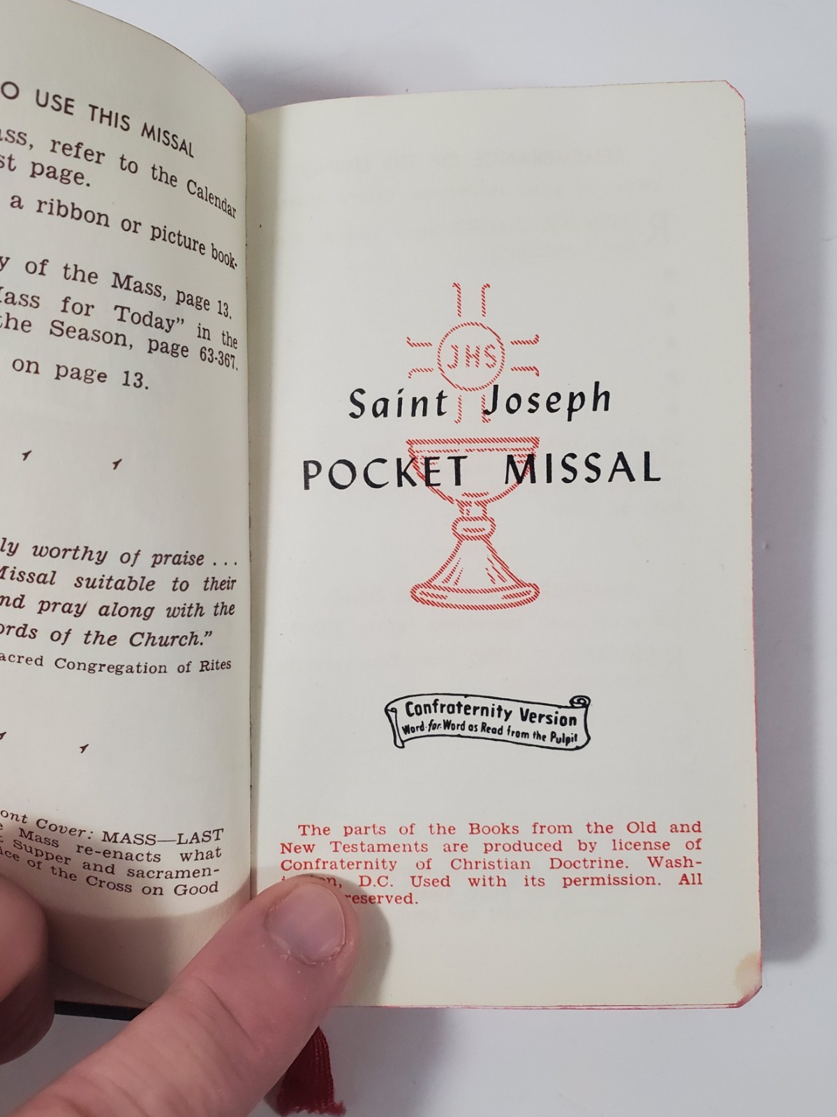 1961 Saint Joseph Pocket Missal – Confraternity Version In English