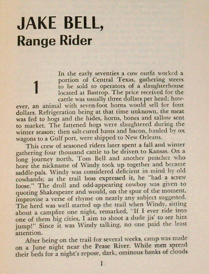 JAKE BELL – RANGE RIDER / UPTON BARNARD – HB/DJ 1st Ed 1954 – GOOD+