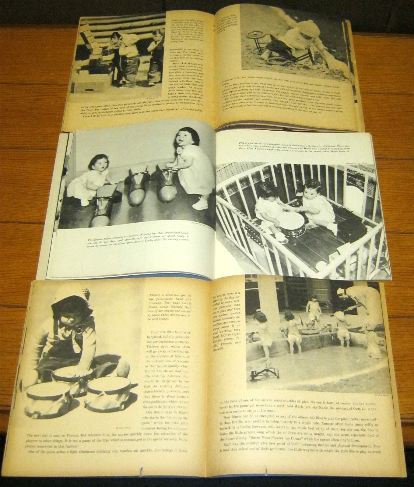 The Dionne Quintuplets Two & Three Years Old Book Lot (3) 1936 W/Newspaper clips