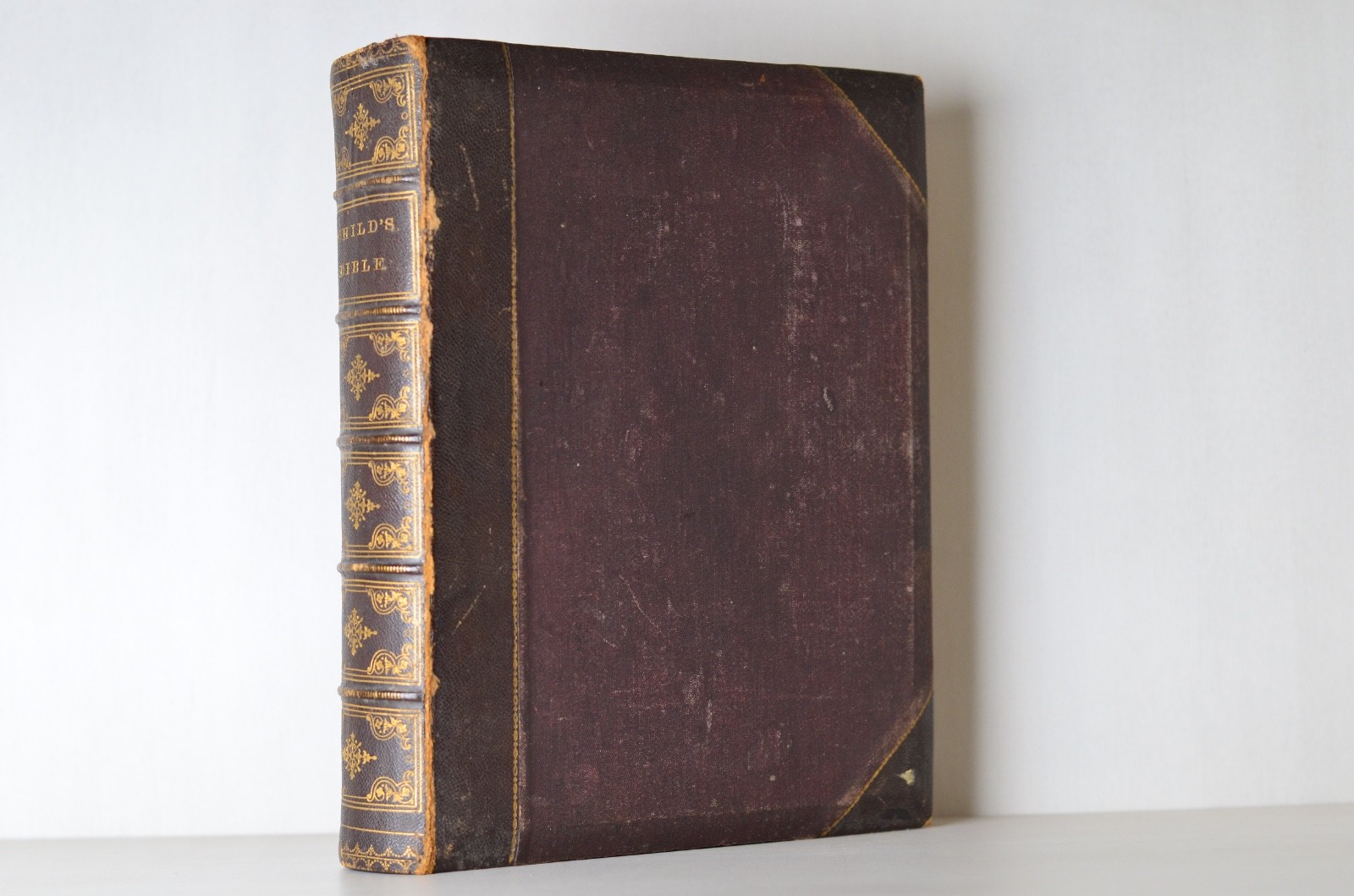 Antique Leather Bound The Child’s Bible 200 Illustrations Cassell c. 1880 11″x9″