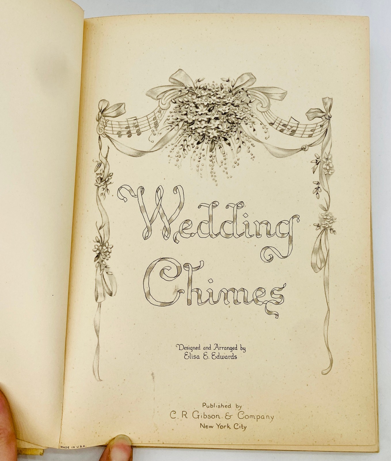 Wedding Chimes Marriage Keepsake Album UNUSED 1920s Gibson & Co Elisa E Edwards