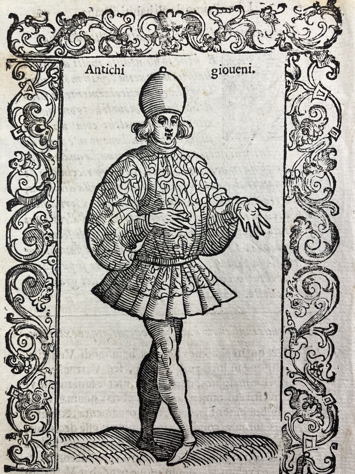 Youth Venice Italy 1598 Rare Wood Engraving Vecellio Venezia Costume