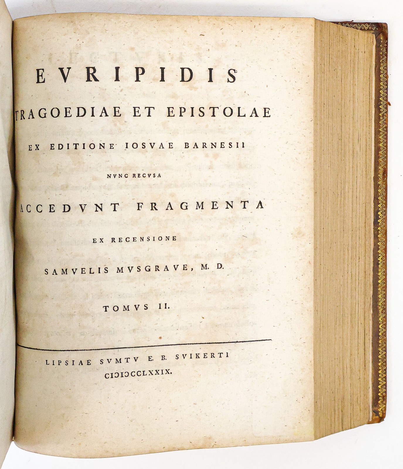 EVRIPIDIS TRAGOEDIAE FRAGMENTA EPISTOLAE EX EDITIONE IOSVAE BARNESII Three 1778