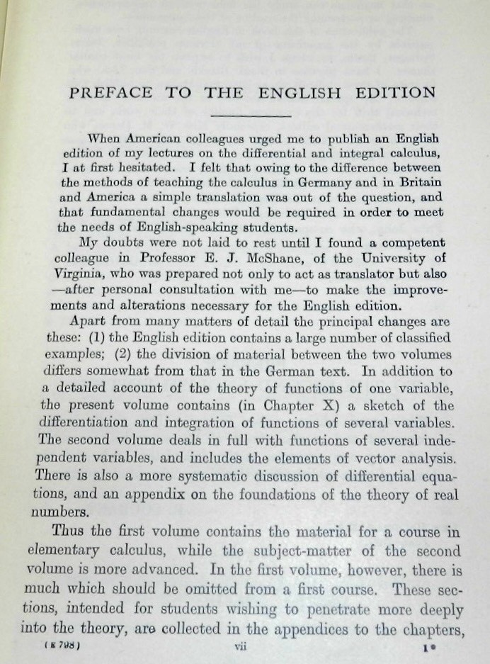 Differential & Integral Calculus. Courant. 1949 NF 2V Gunther Wertheim Copy BTL