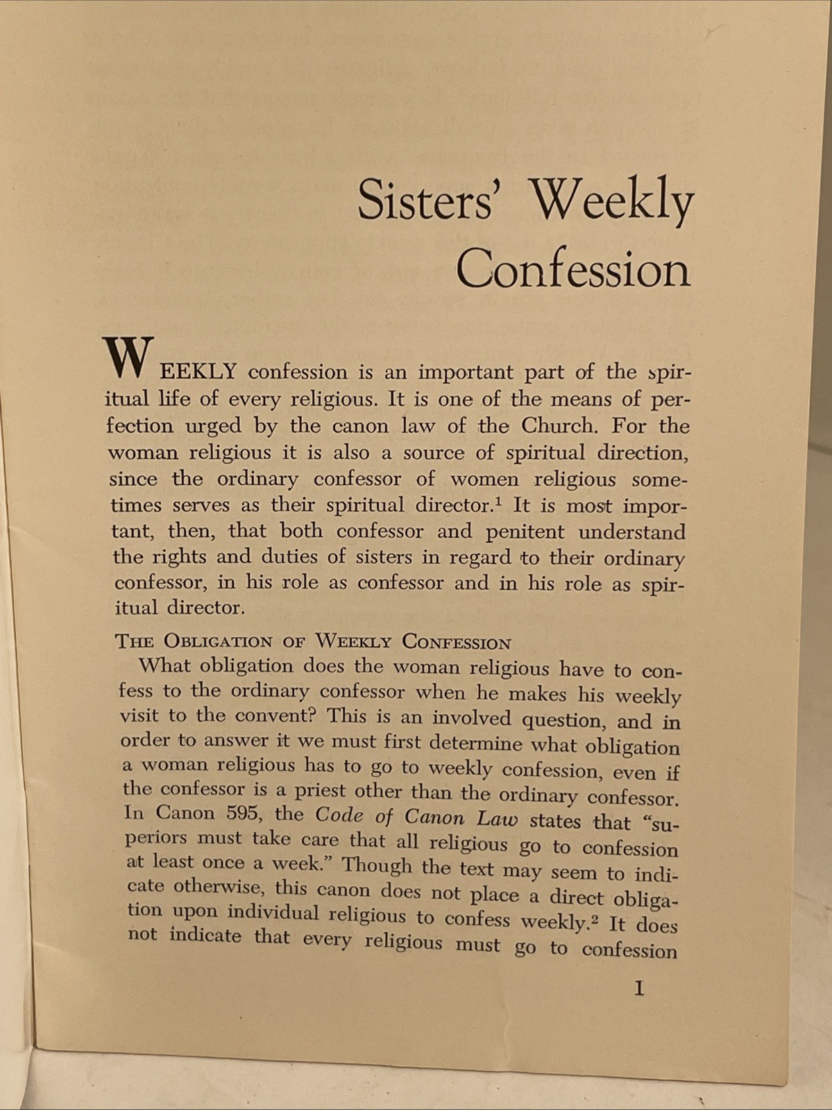 Fr. Kevin O’Rourke, O.P. : Sisters‘ Weekly Confession (A Cross & Crown Reprint)