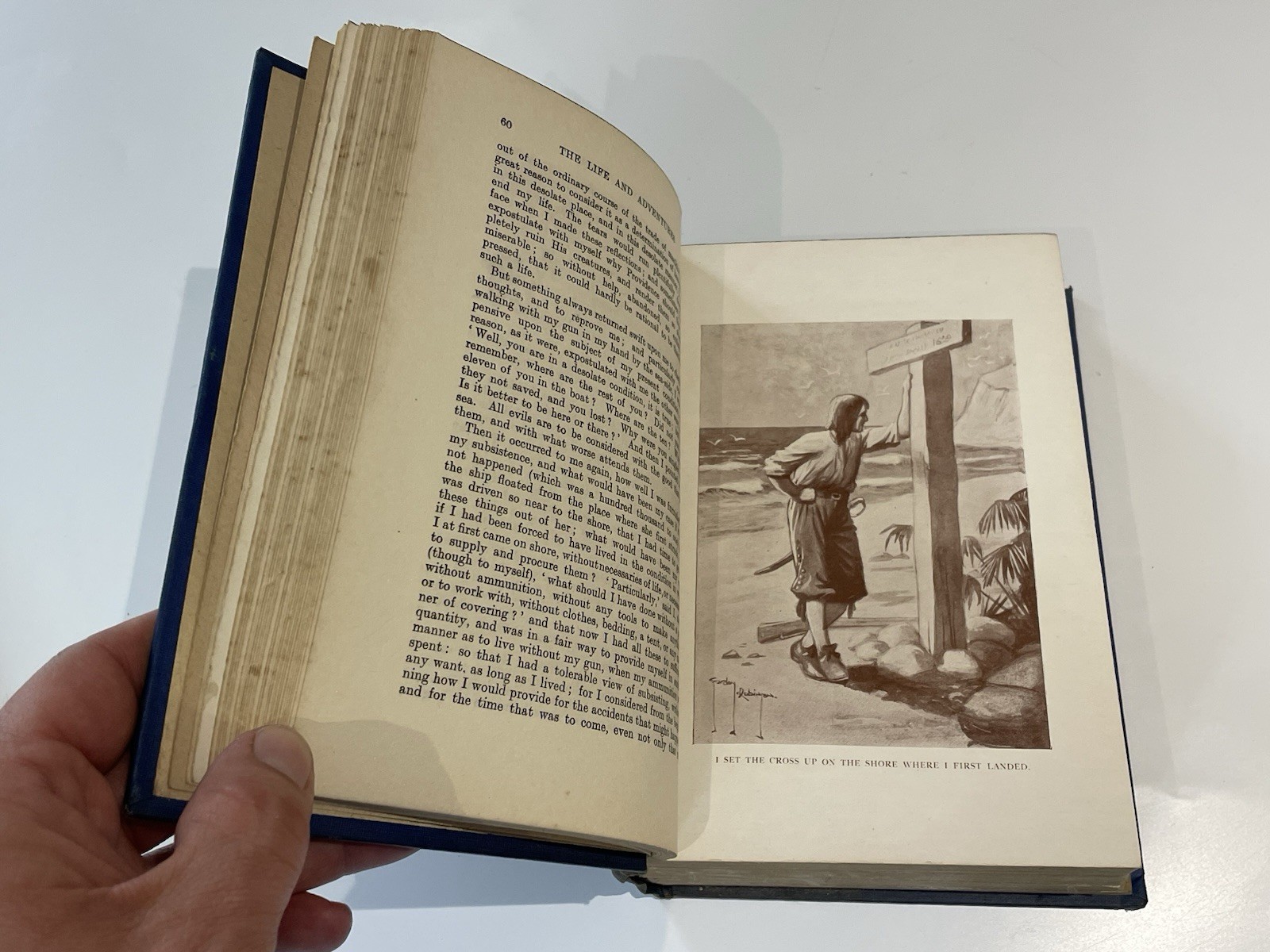 Robinson Crusoe, Daniel Defoe, Illus G. Robinson, Charles Kelly 1915 Dust Jacket