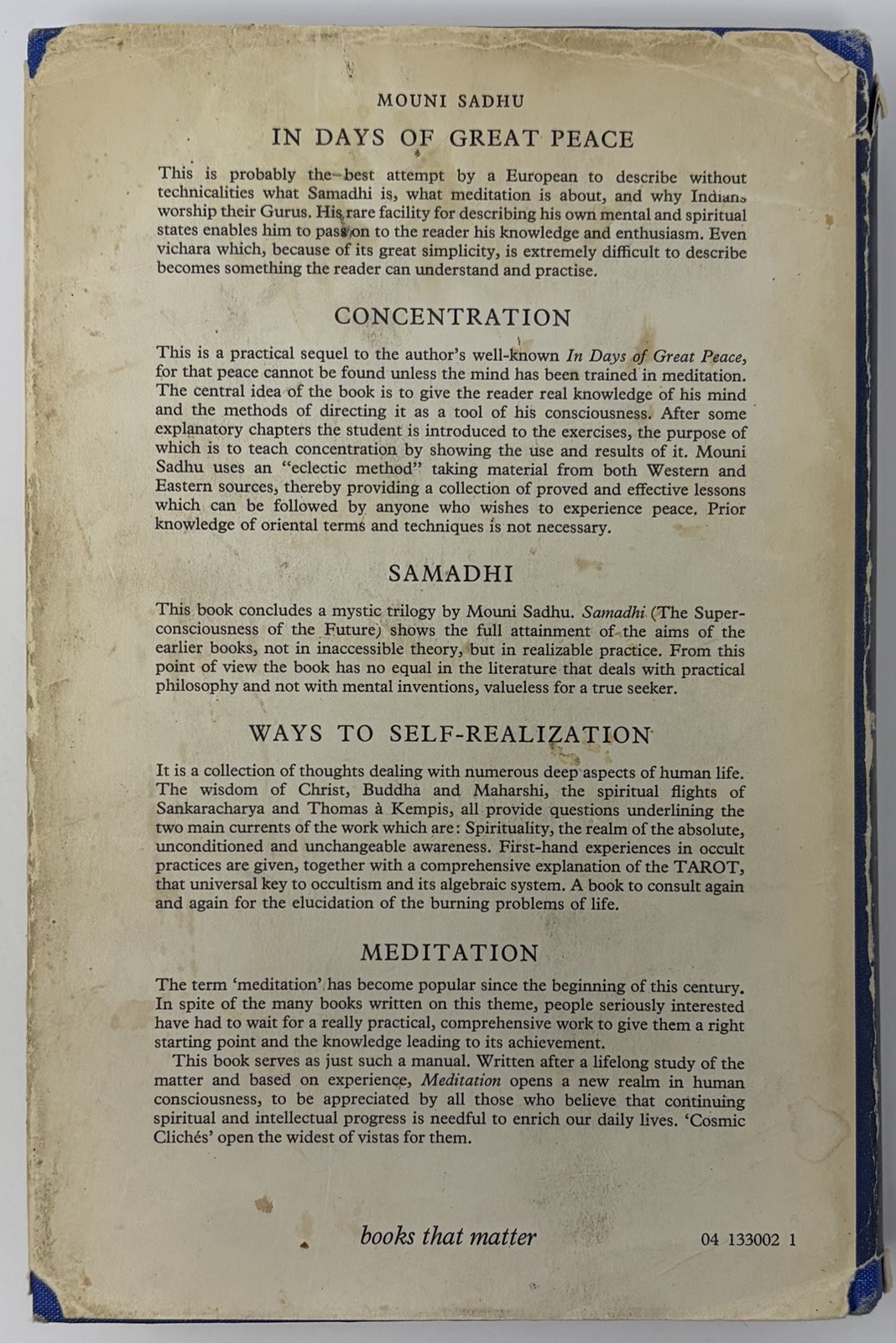 THE TAROT Mouni Sadhu 1968 Hardcover Book Hermetic Occult Philosophy Acceptable