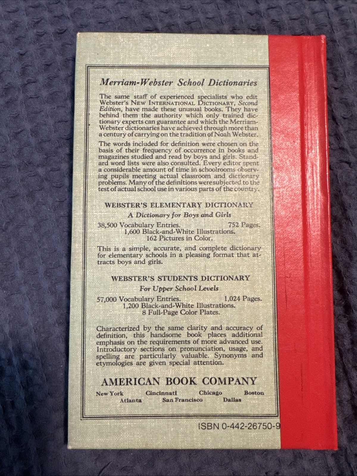 Elementary Spelling Book 1908 MINT Antique Noah Webster National Standard School