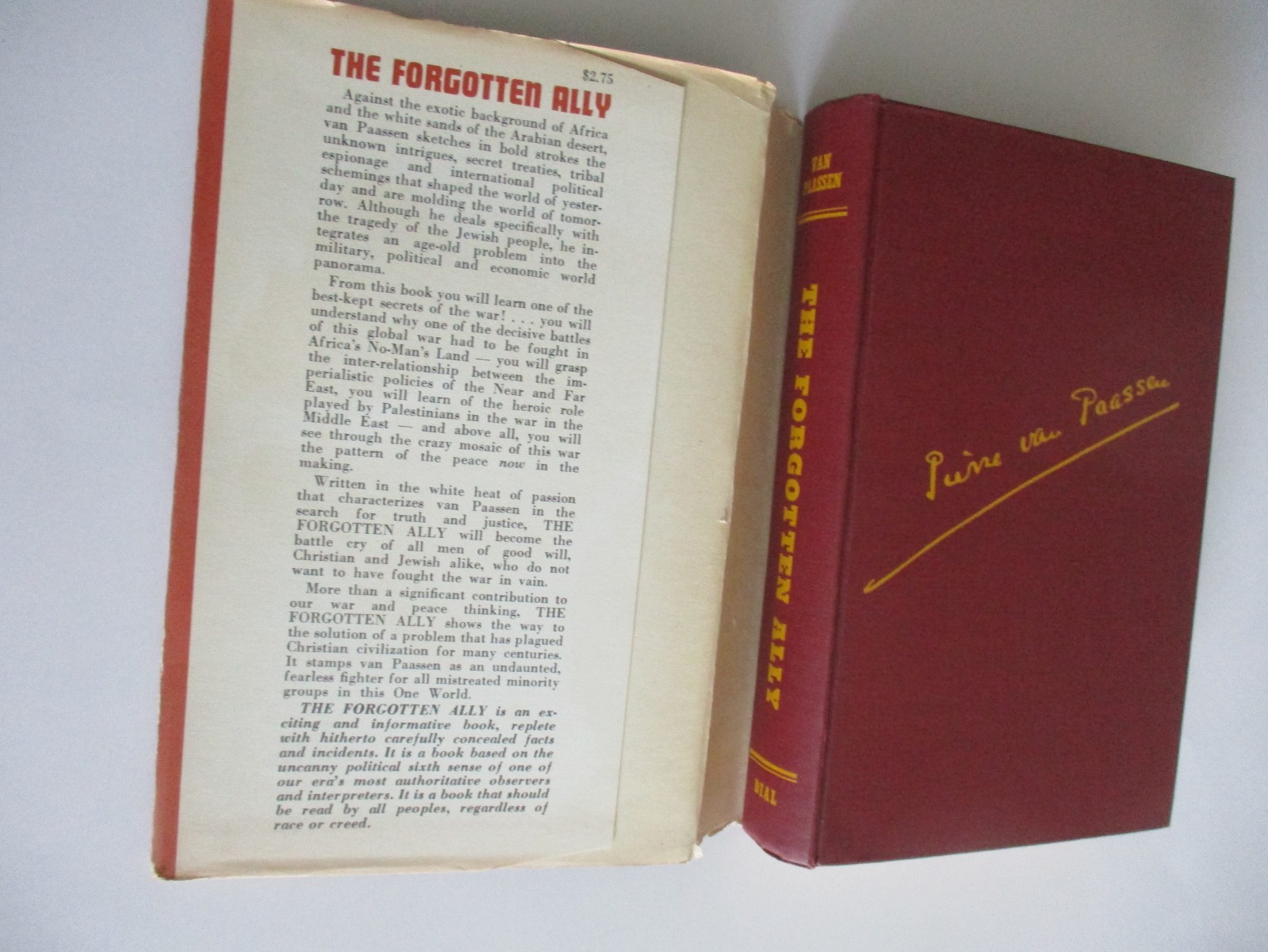 1943 The Forgotten Ally – Van Paassen – Dial Press HC w/ Dust Jacket WWII-1st Ed