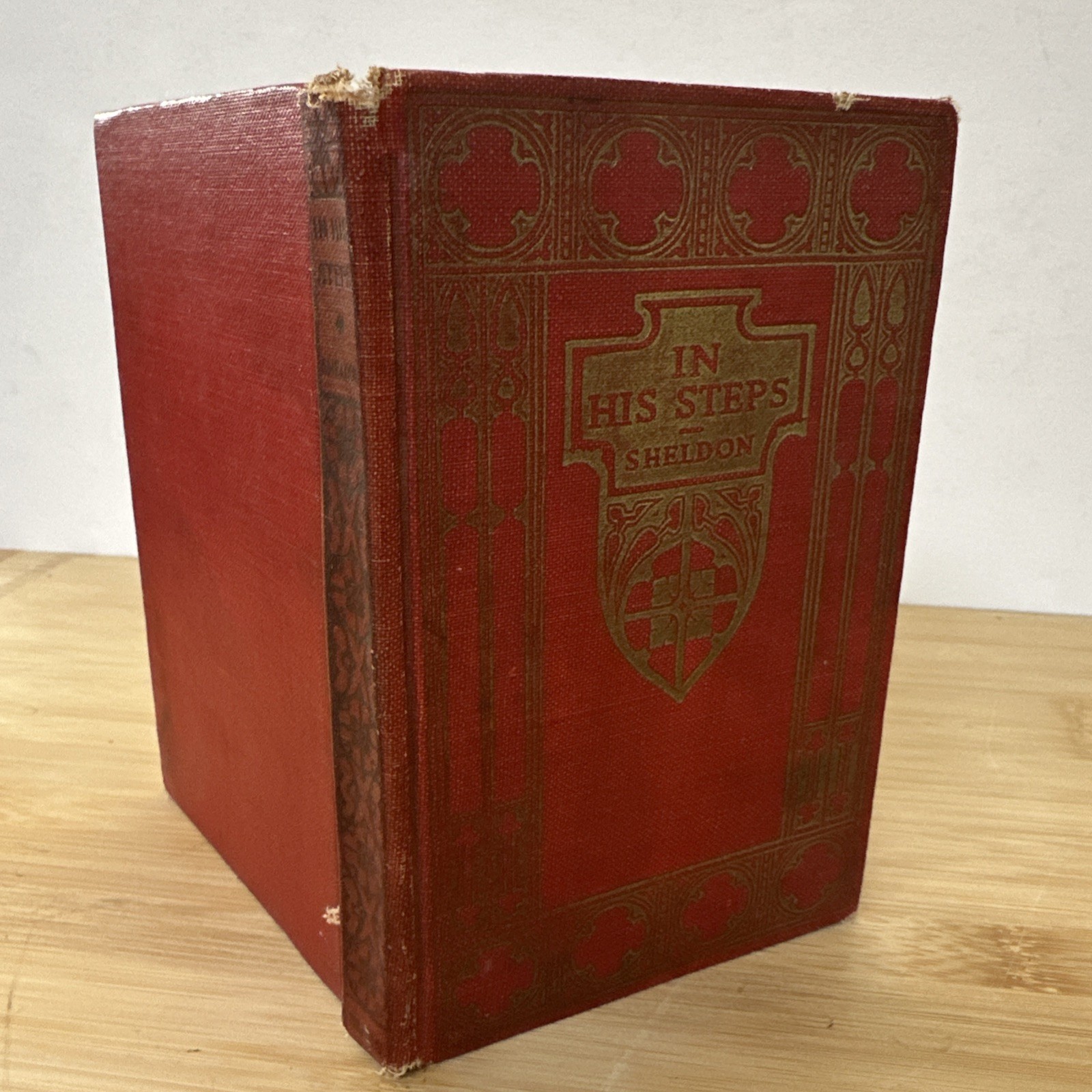Antique 1920s In His Steps Charles Sheldon Reader’s Library J.H. Sears Red Gilt