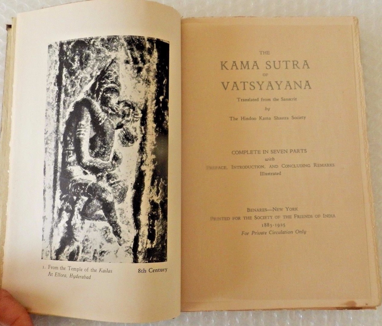 kAMA SUTRA VATSYAYANA 20/ 800 PRIVATE CIRCULATION FRIENDS SOCIETY INDIA neocurio