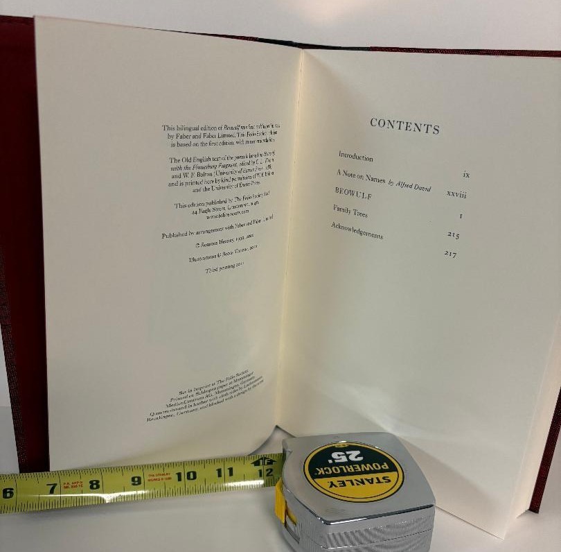 Beowulf – Verse Translation: Seamus Heaney: Folio Society: 2011 3rd Printing