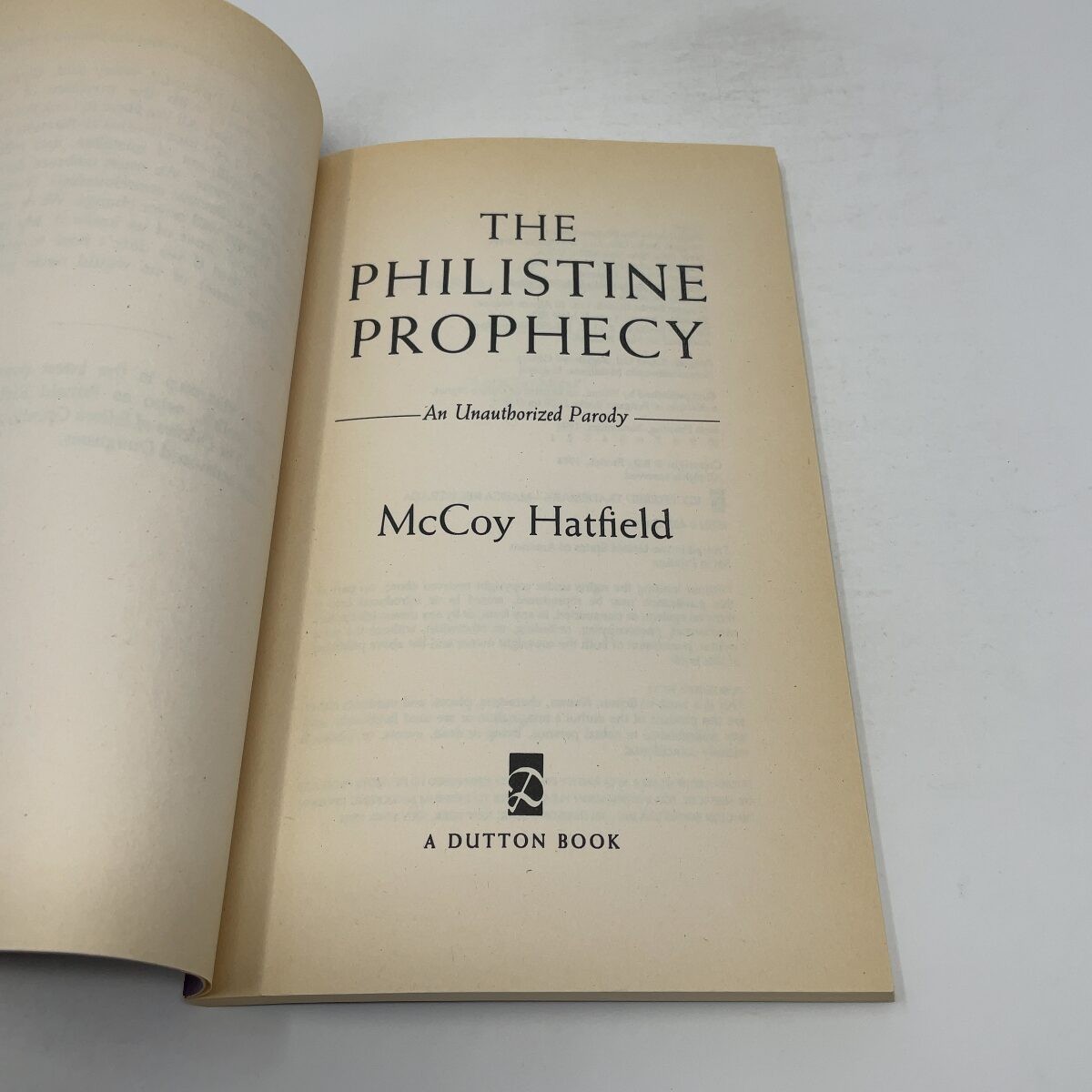 The Philistine Prophecy by McCoy Hatfield PB First Edition Like New 1994