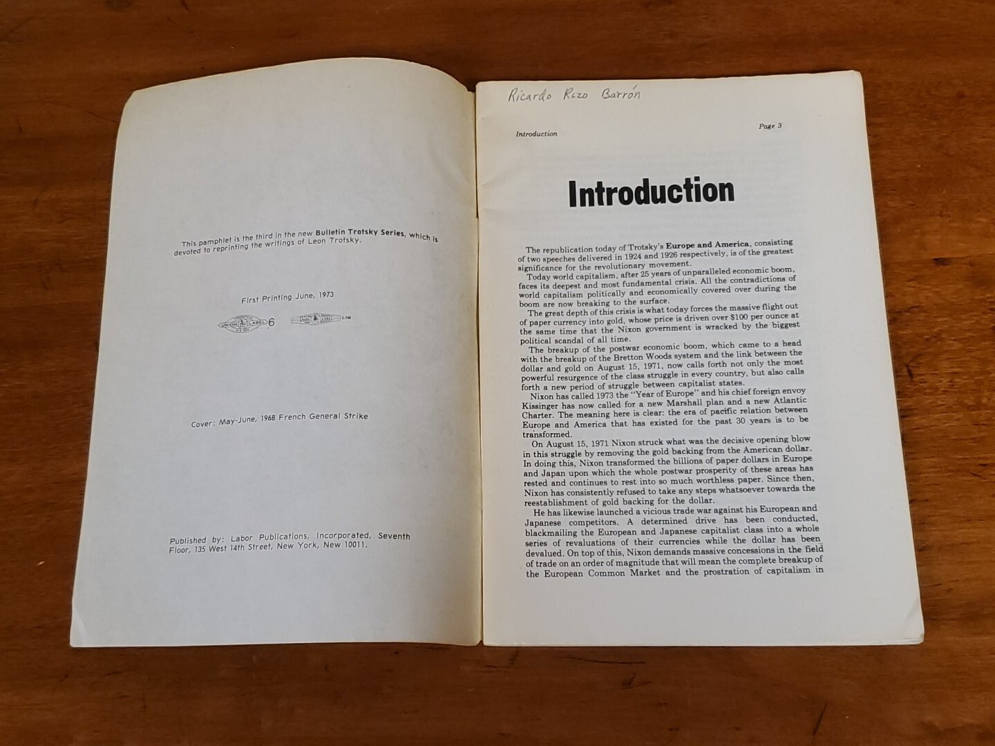 Europe & America by Leon Trotsky / 1973 – Labor Publications / 1st Printing