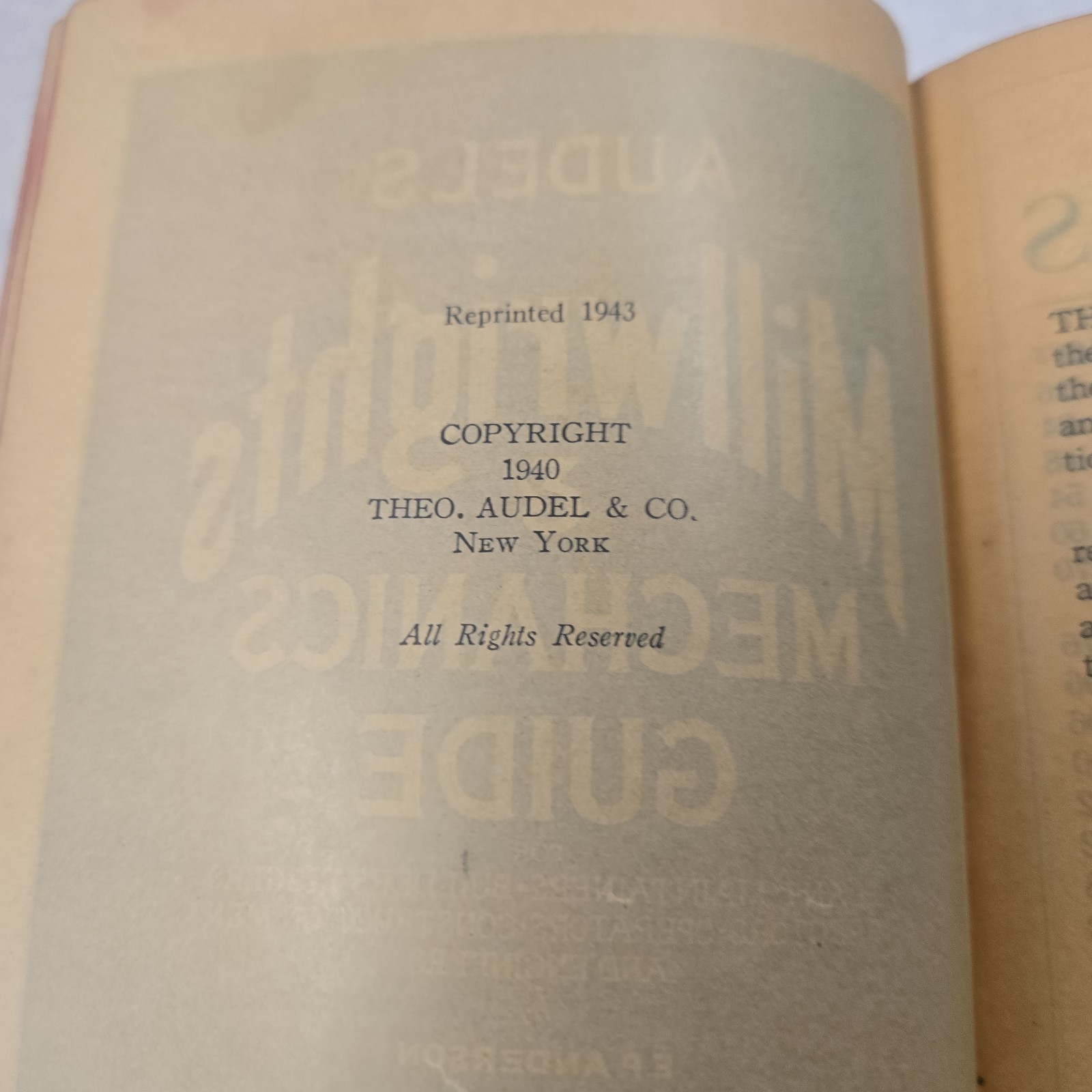 Audels Millwrights & Mechanics Guide By: E.P. Anderson 1943 Theo Audels And Co