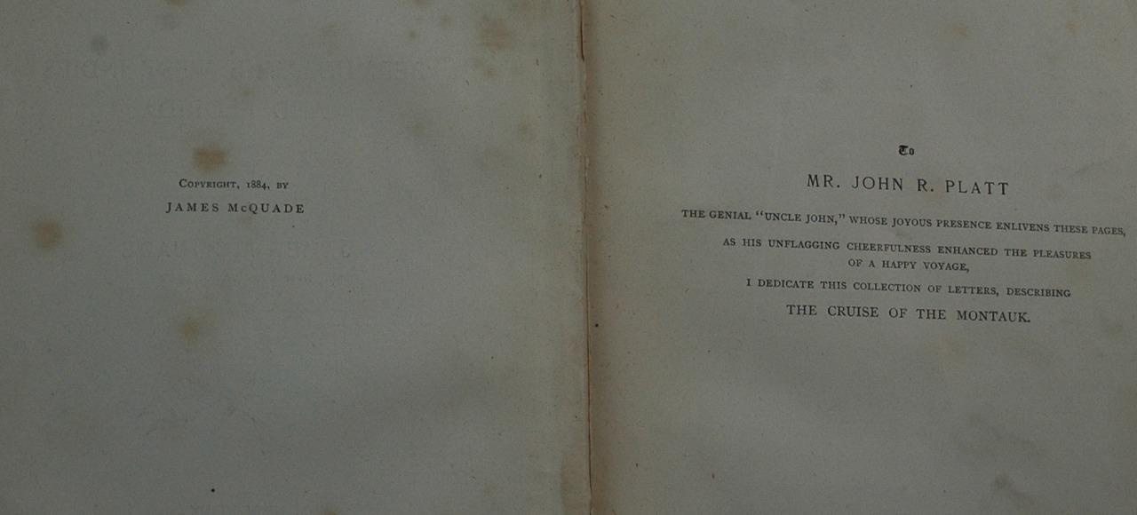 Rare 1885 Copy of The Cruise of the Montauk by James McQuade