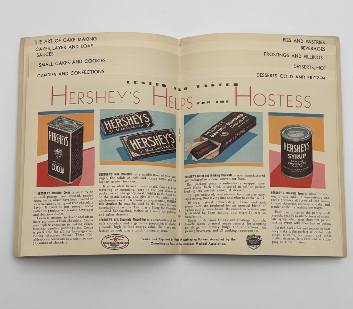 1934 Hershey’s Index Recipe Book Advertising Chocolate Helps for the Hostess