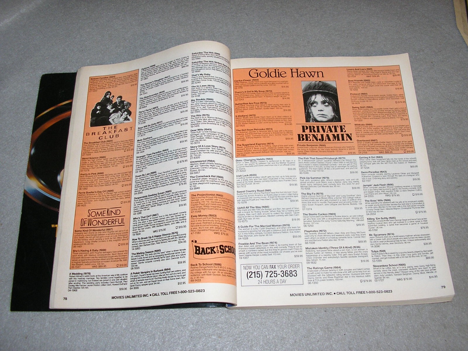 Vintage VHS Movie Book Catalog Film Movies Video Tapes Unlimited 1990 Edition