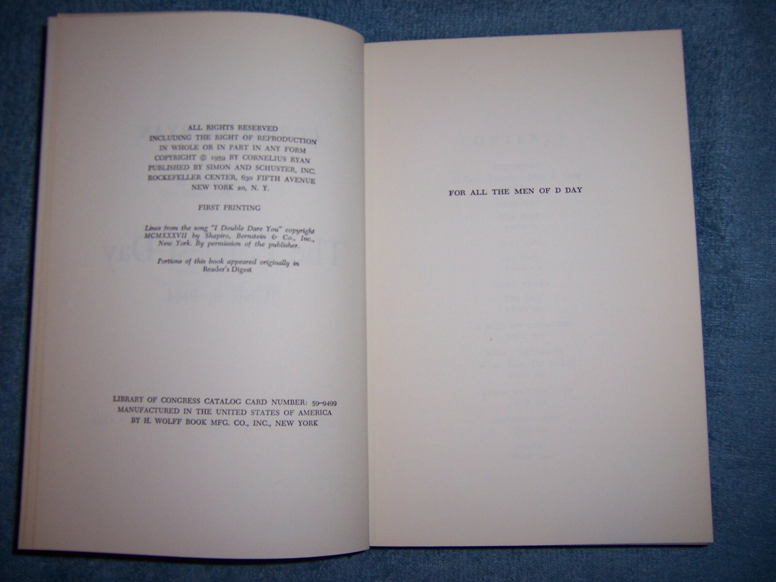 THE LONGEST DAY by Cornelius Ryan/1st Ed./HCDJ/Military/WWII 1939-45