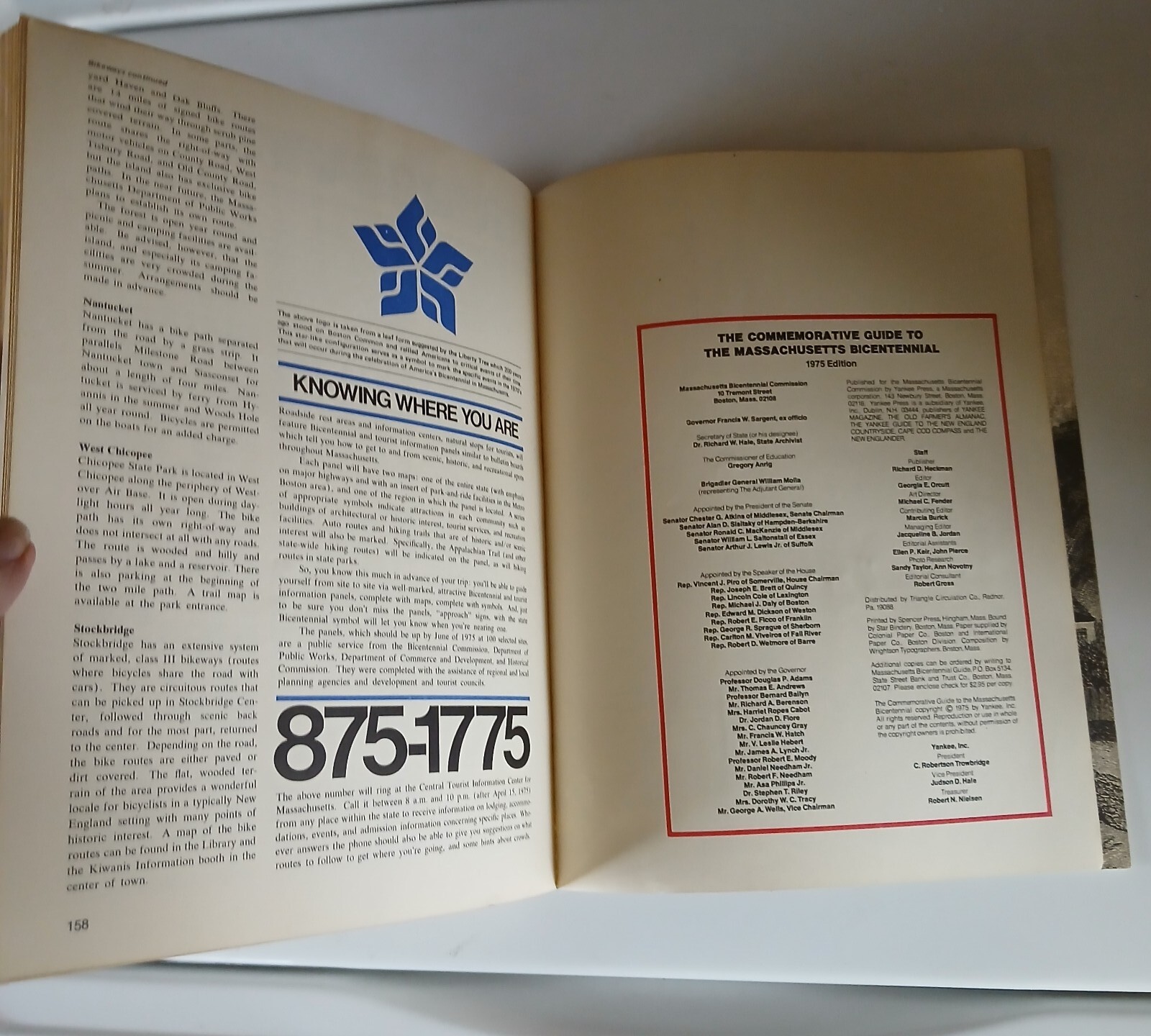 Massachusetts Bicentennial Commemorative Guide Book 1976 History Boston MA Towns