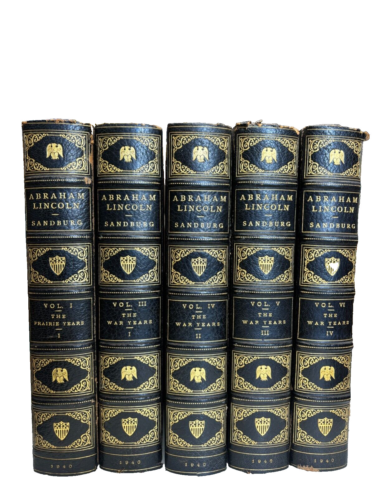 RARE BOOKS Abraham Lincoln – Only 5 Volumes – Missing Volume 2 – Leather