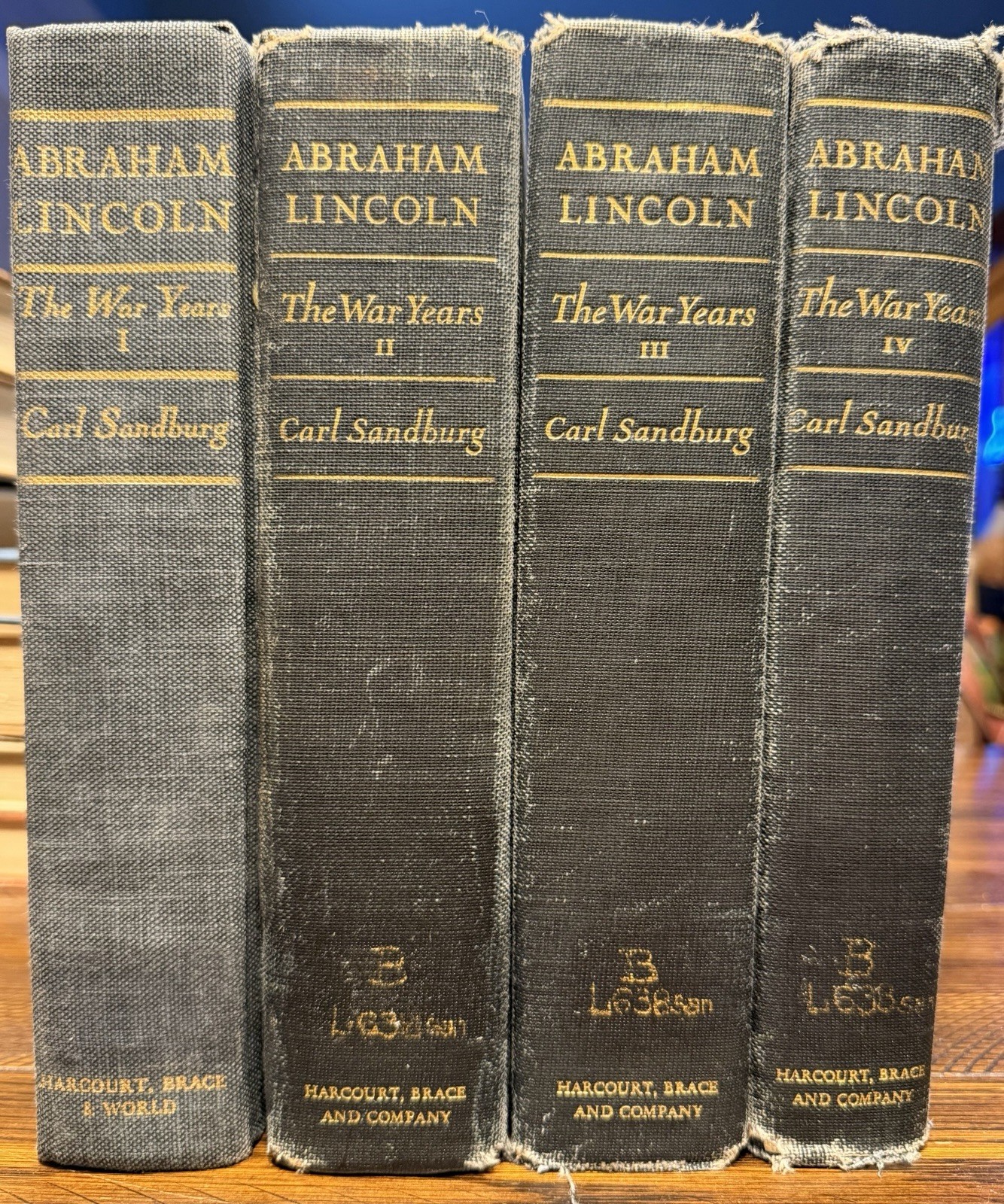 Abraham Lincoln The War Years Carl Sandburg Vol 1-4 HC Ex Library History Set