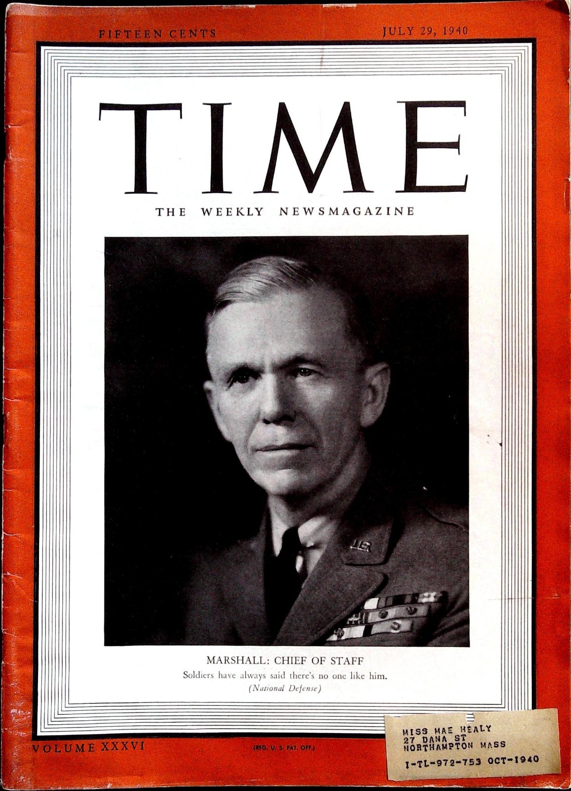 Time Magazine July 29, 1940 Chief of Staff Marshall, Complete Magazine!