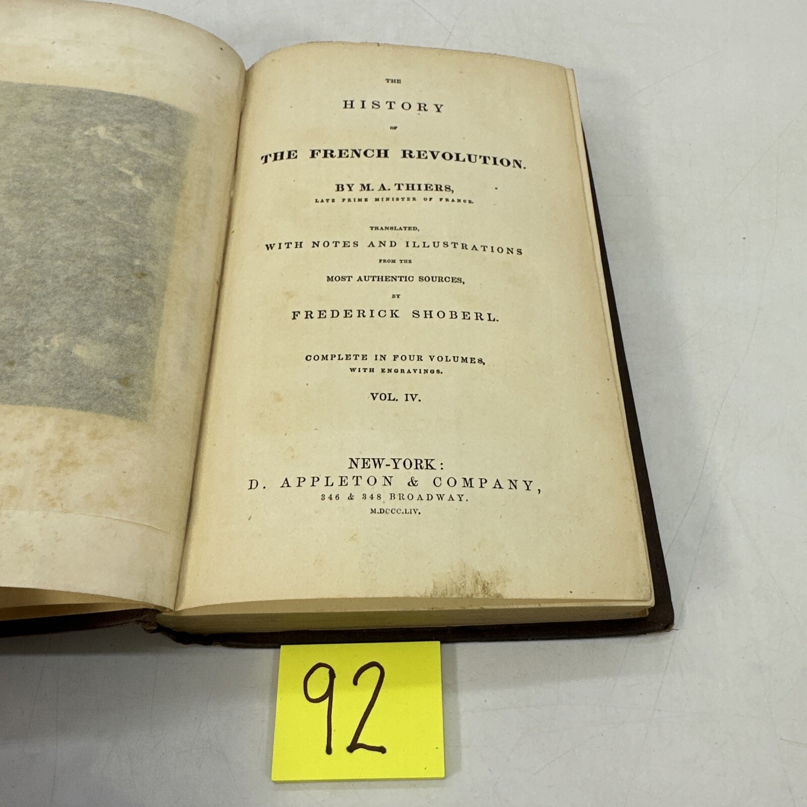 French Revolution Vol IV Adolphe Thiers 1844 Antique History HC (5-16)