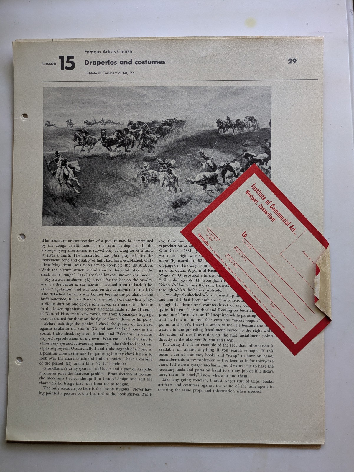 1950 Famous Artists Course Lesson 15 – 31 pages and letter – Decent – Rockwell