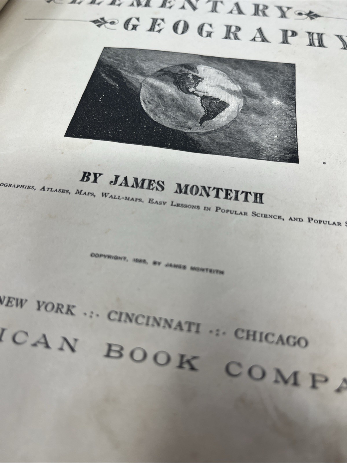 1885 Barnes’s Elementary Geography James Monteith Antique School Textbook
