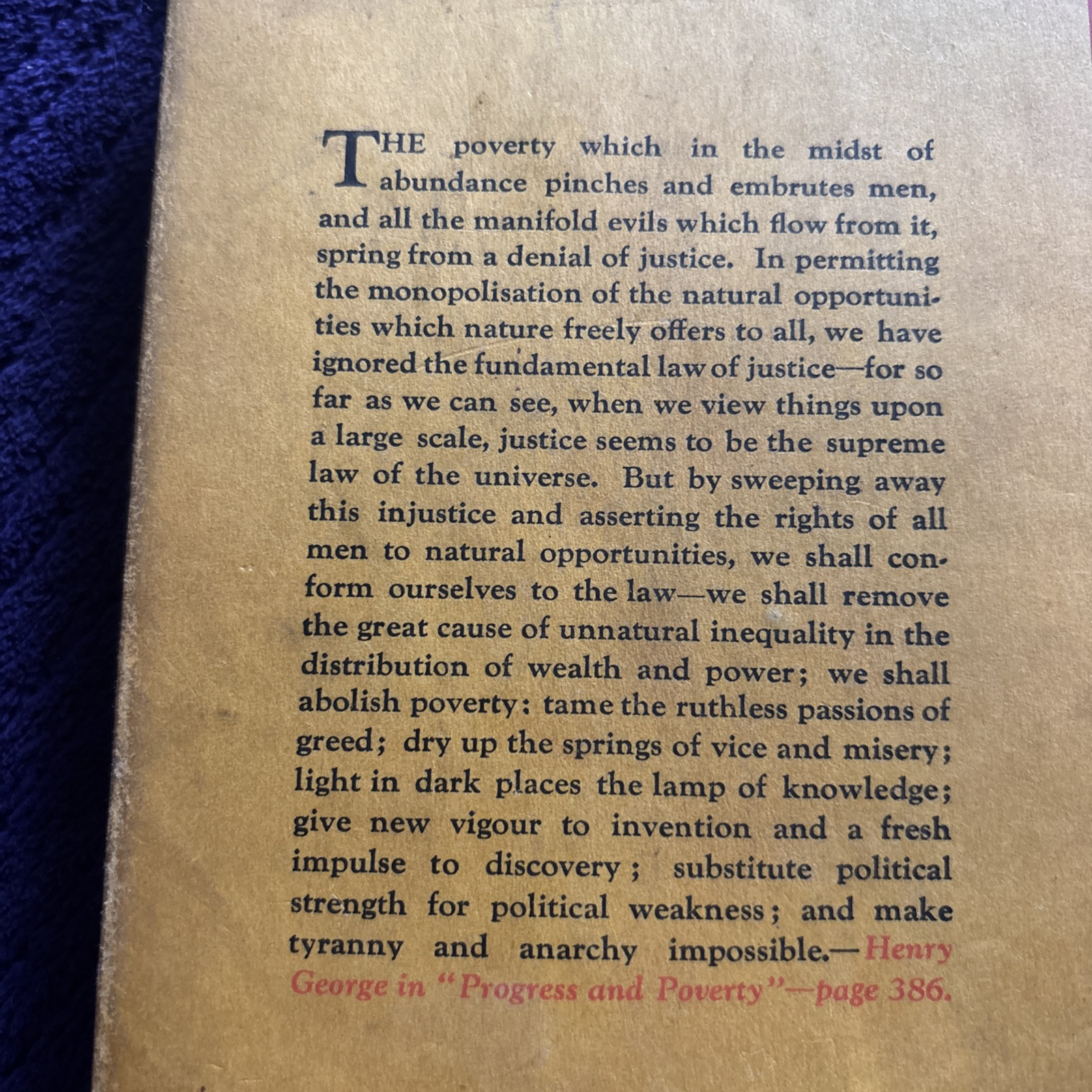 Progress and Poverty (Henry George – 1937) Hardback