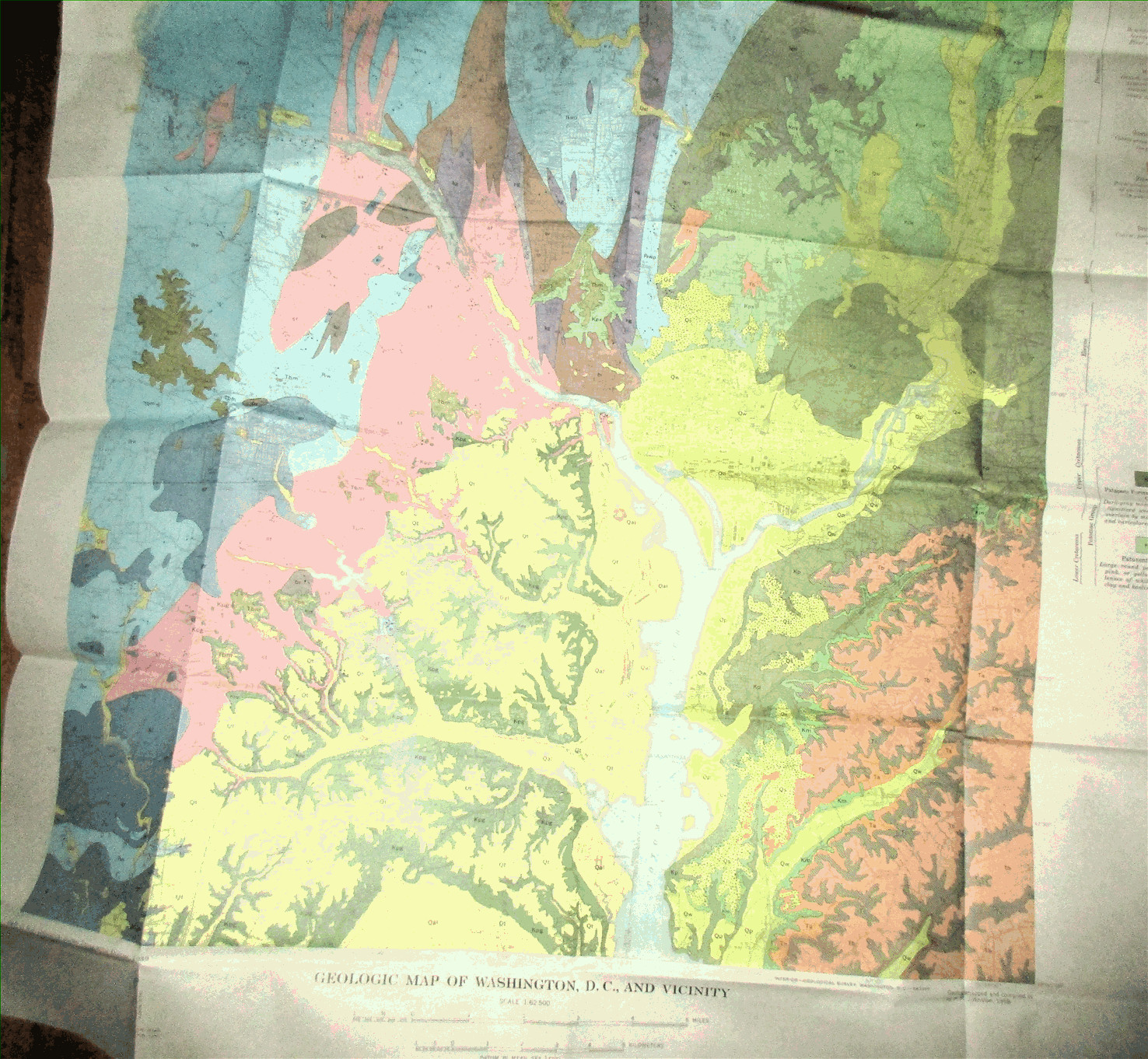 GEOLOGY WASHINGTON, D. C. REPORT WITH LARGE FOLDING MAP STRATIGRAPHY HYDROLOGY