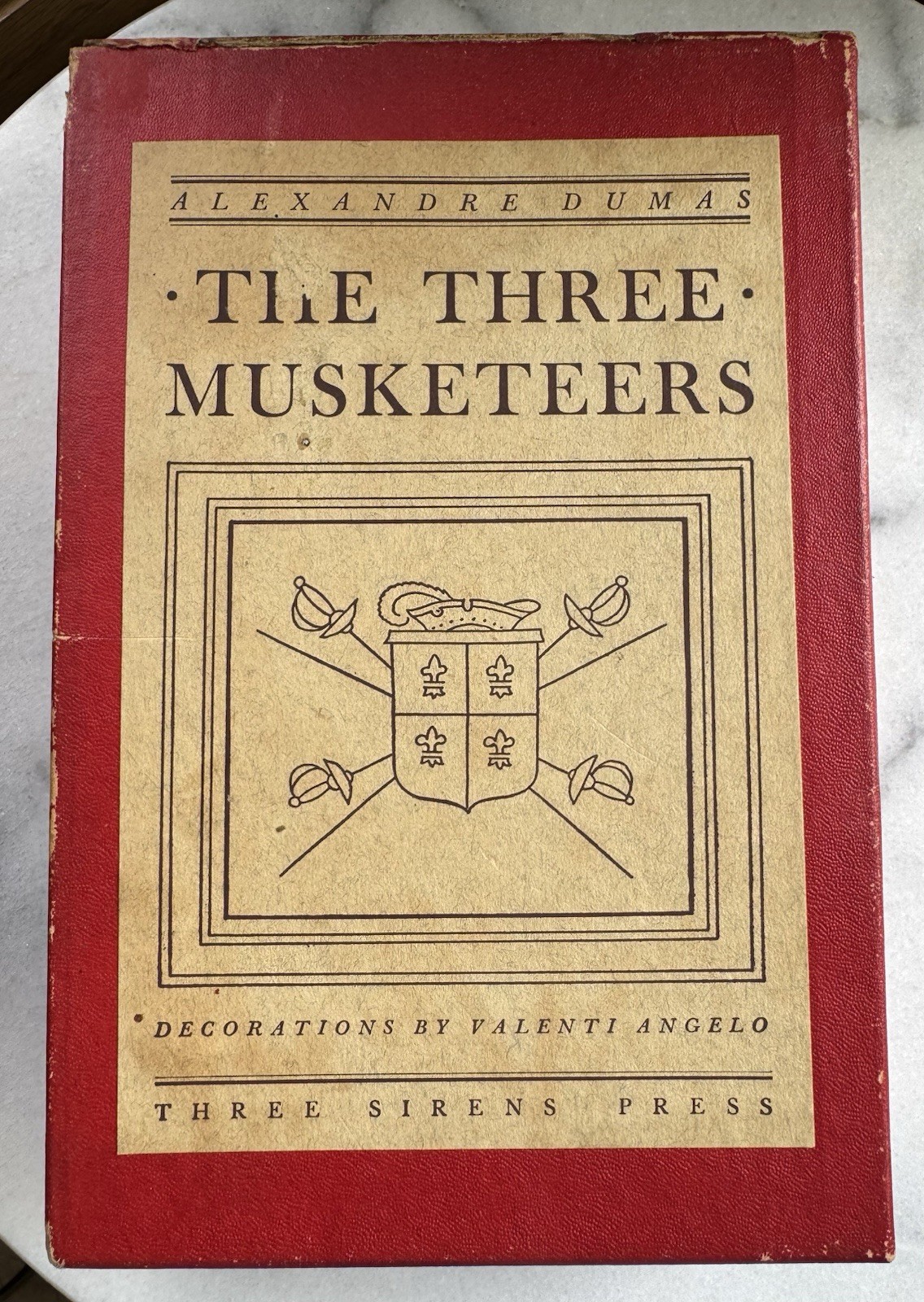 The Three Musketeers 1st Edition Box 1935 Dumas HC Illust V Angelo Brochure VTG