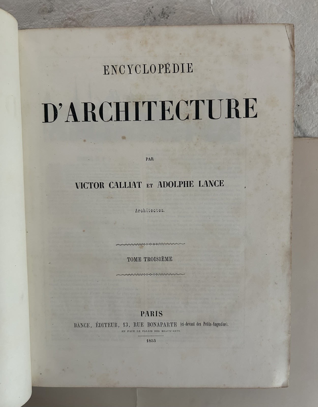 1853 Encyclopédie d’Architecture Tome III