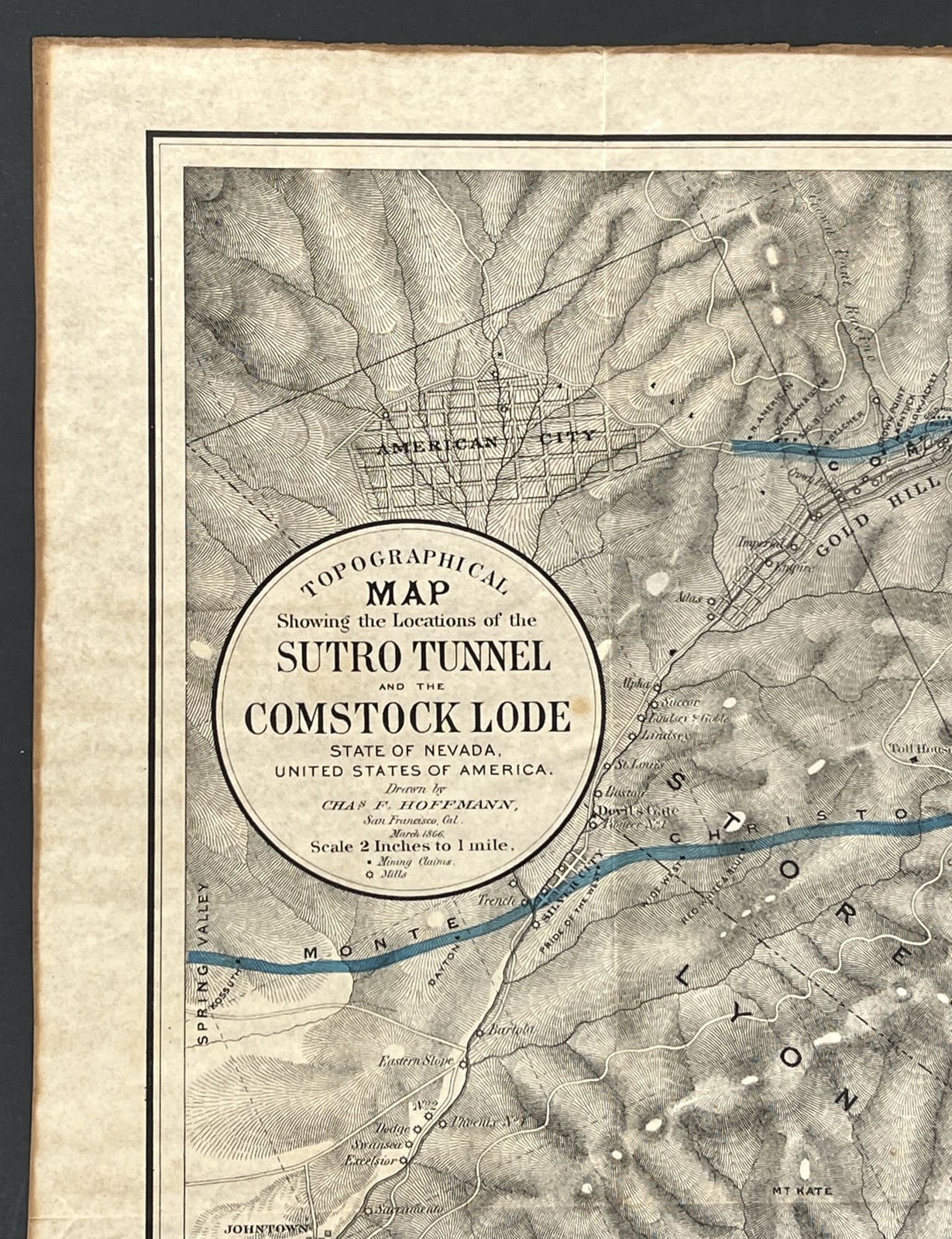 Charles Hoffman / TOPOGRAPHICAL MAP SHOWING The LOCATIONS Of The SUTRO 1866