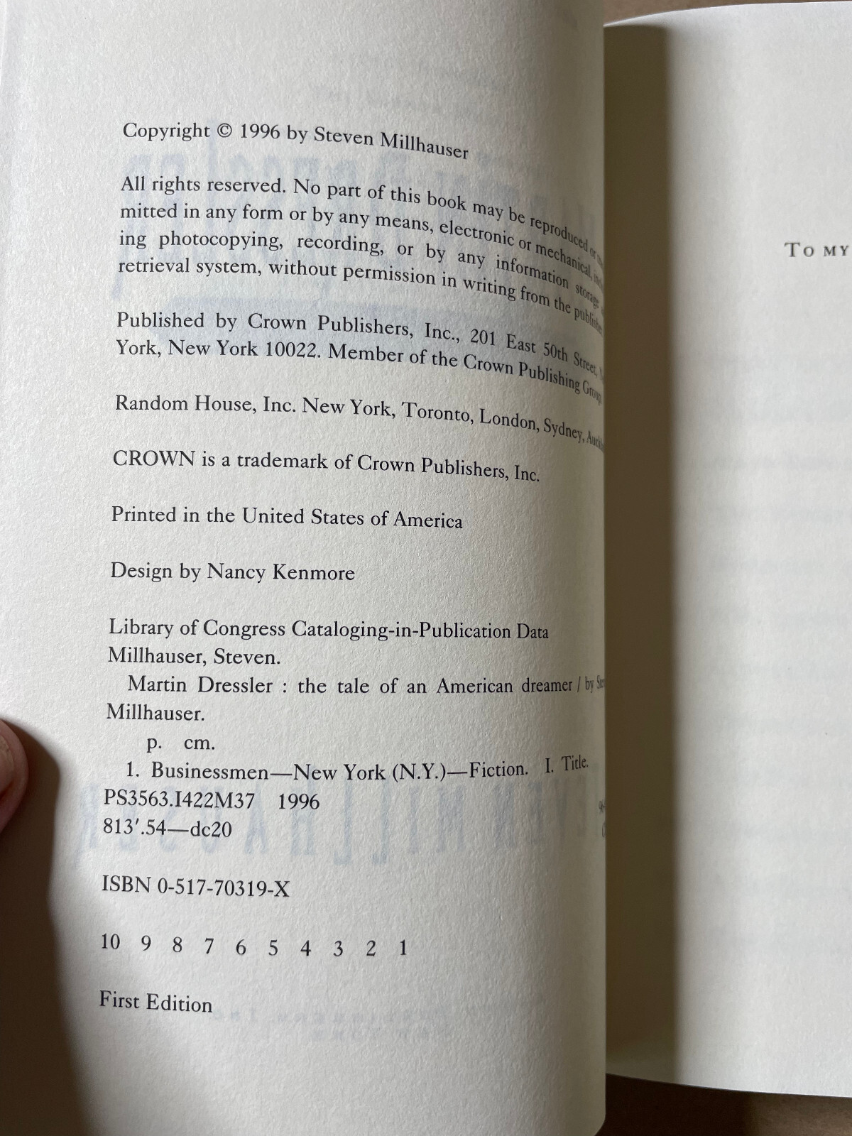 Signed Steven Millhauser: Dressler: Tale of An American Dreamer, (sig laid in)