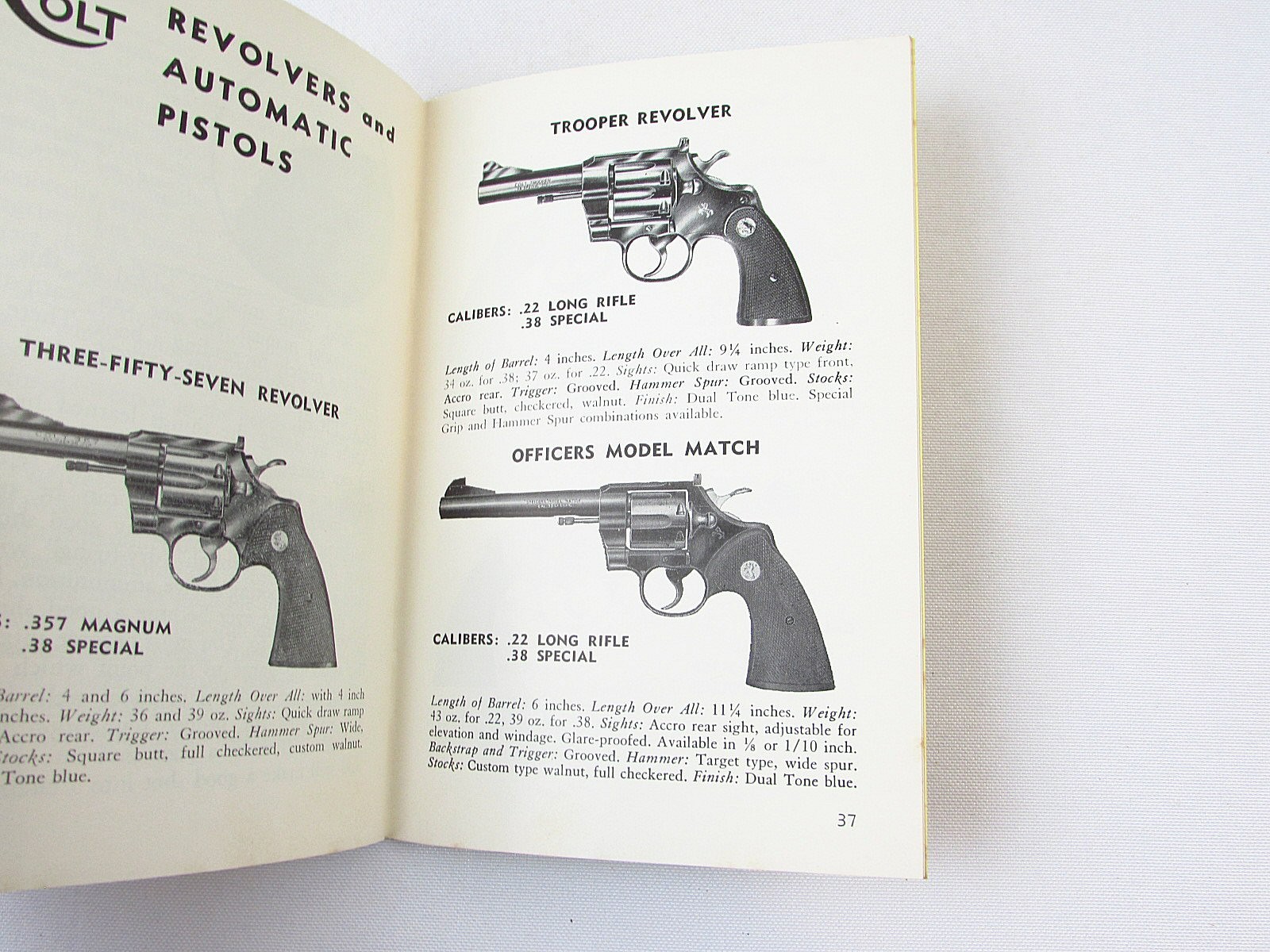 Colt Handgun Manual c1954 Technique Catalog w/Price List