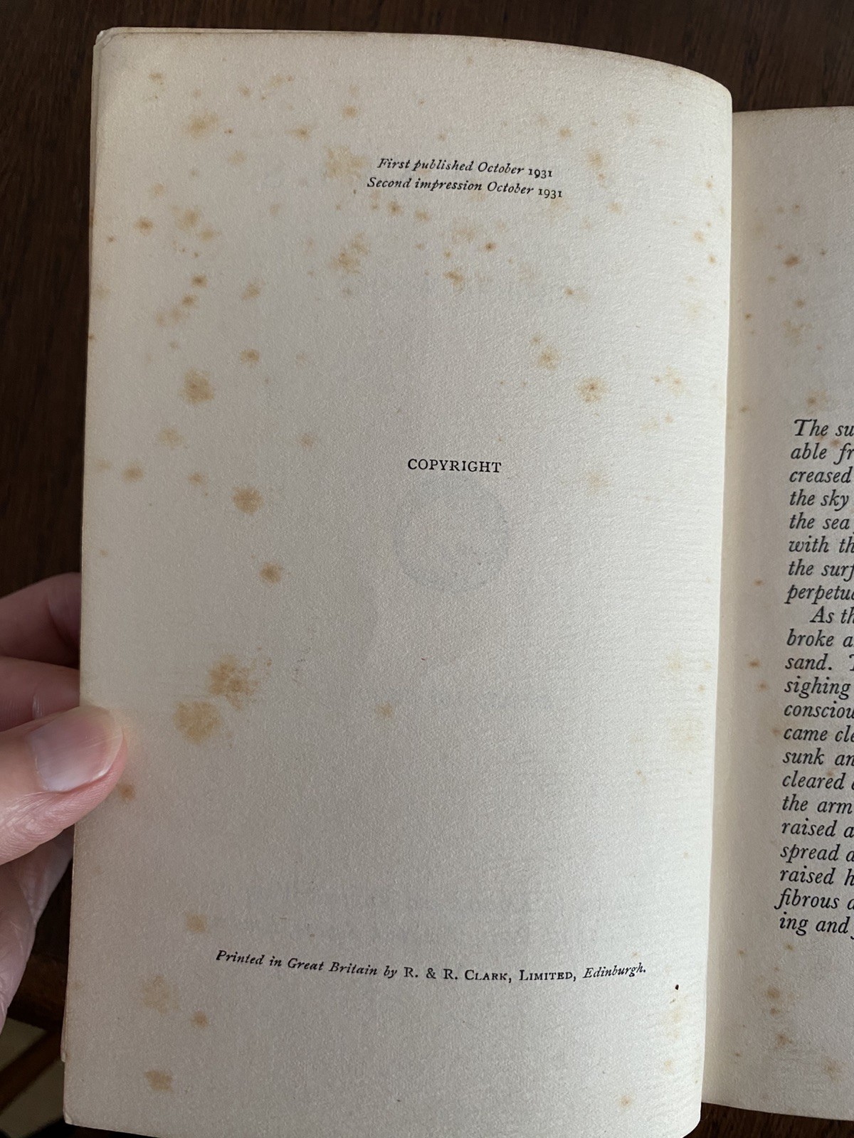 The Waves, Virginia Woolf. 1931 Second impression Hogarth Press