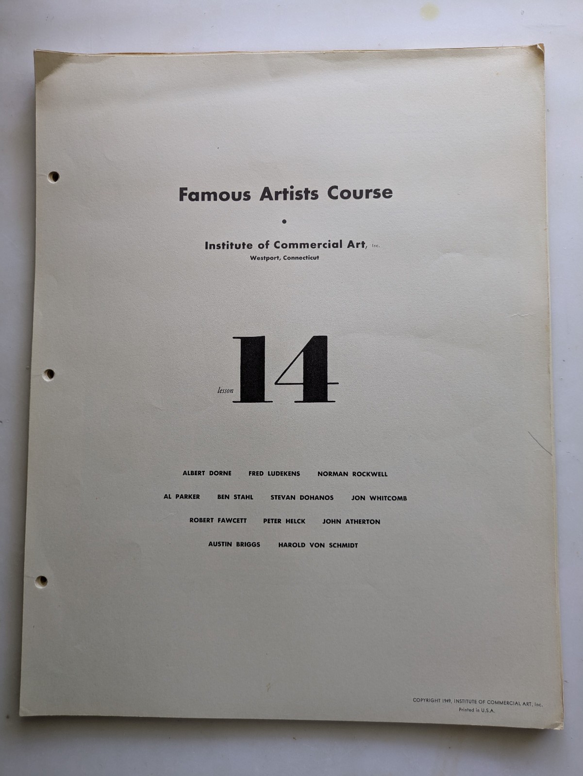 1949 Famous Artists Course Lesson 14 – 38 pages and letter – Decent – Norman Roc