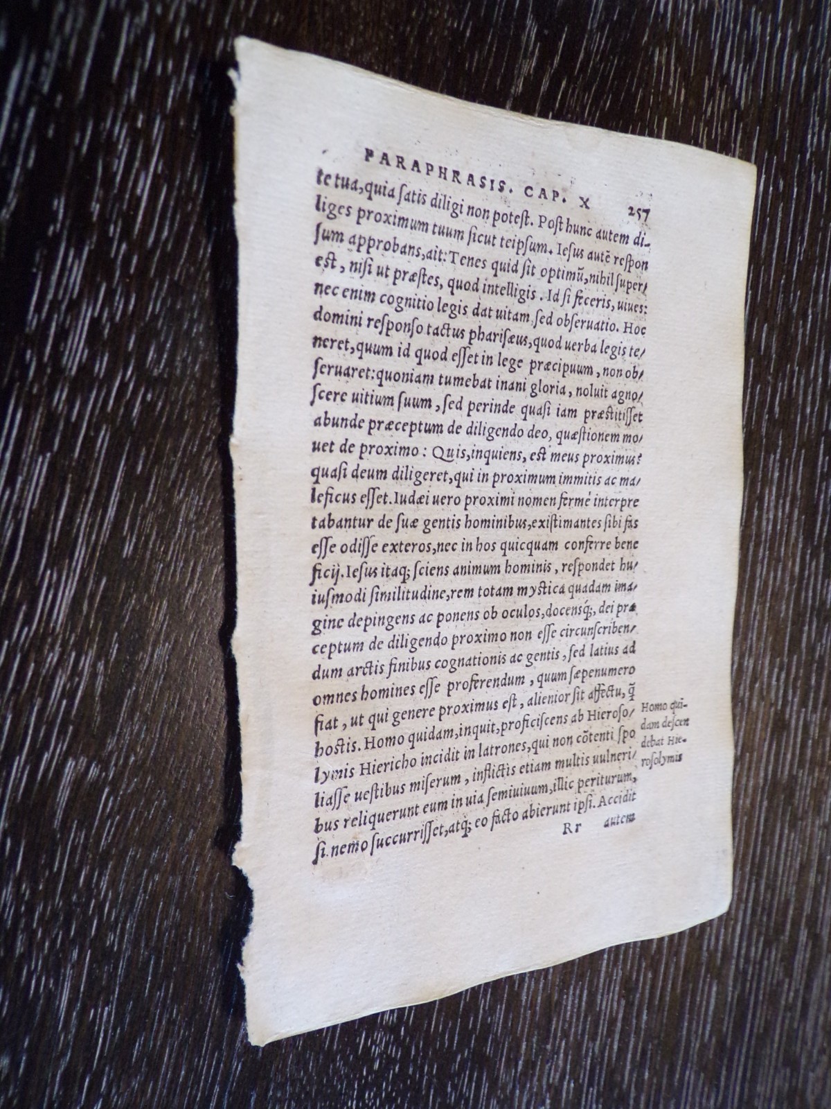 1523-ERASMUS-Bible Leaf- Paraphrase of Gospel of Luke-Chapter 10 Octavo-Latin