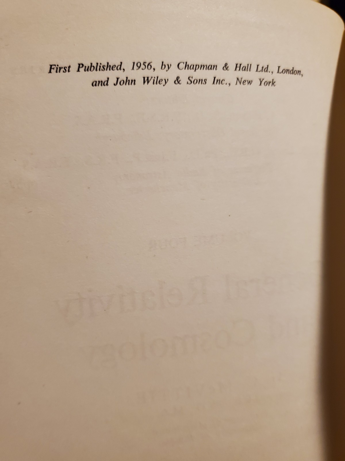 General Relativity and Cosmology by G.C. McVittie – Volume 4 – 1962 Hardcover