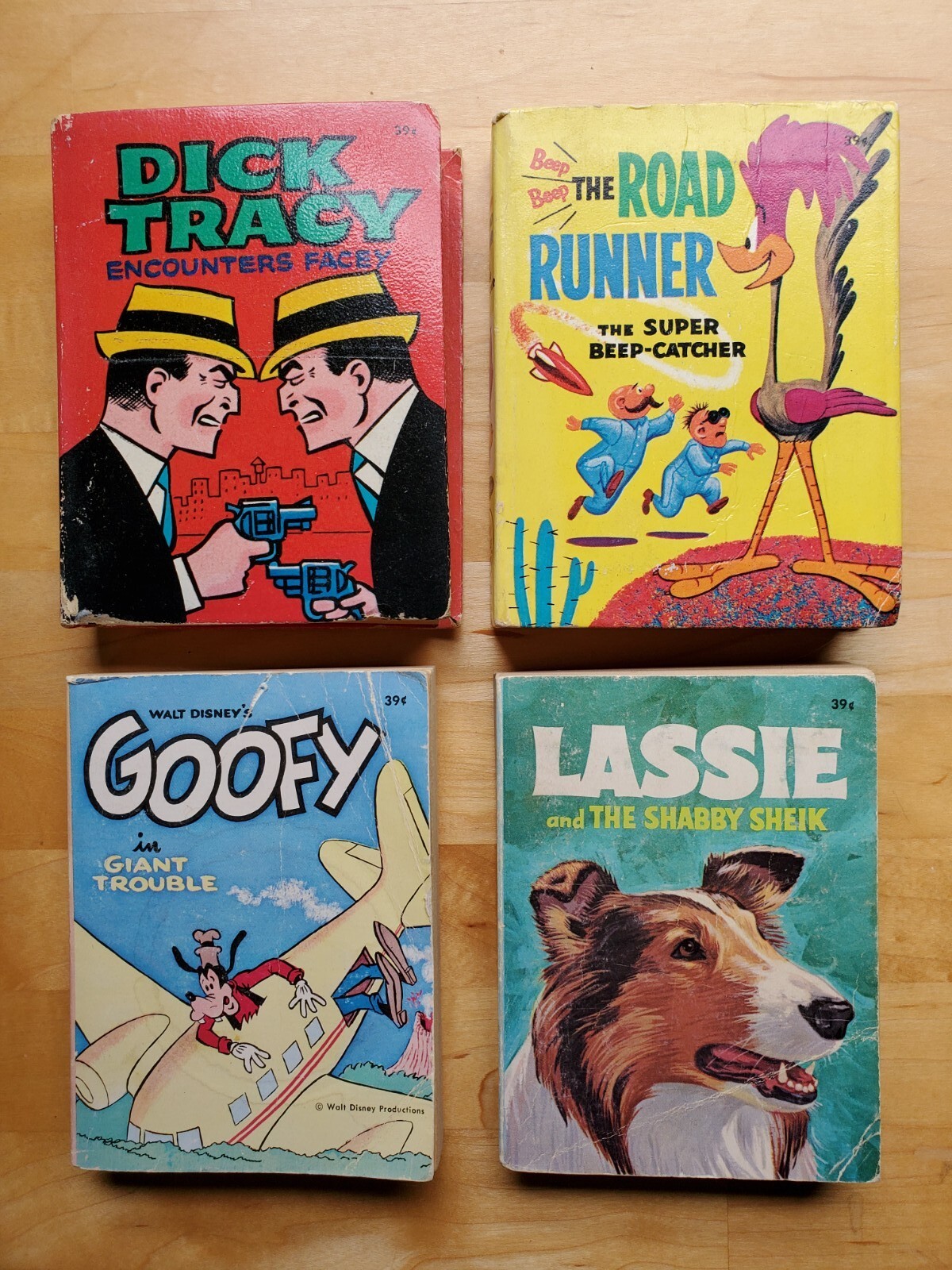 Vintage Whitman Big Little books lot (4): Dick Tracy, Road Runner, Goofy, Lassie