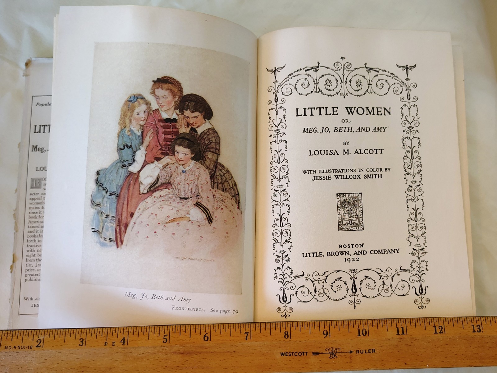 1922 Little Women + 1927 Little Men Louisa Alcott Beacon Hill Illustrated Set