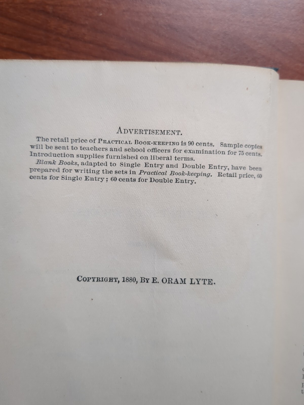 1880 Practical Book-Keeping by E Oram Lyte HC antique textbook in nice condition