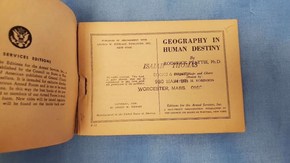 Armed Services Edition Geography In Human Destiny R-12 Peattie Very Good